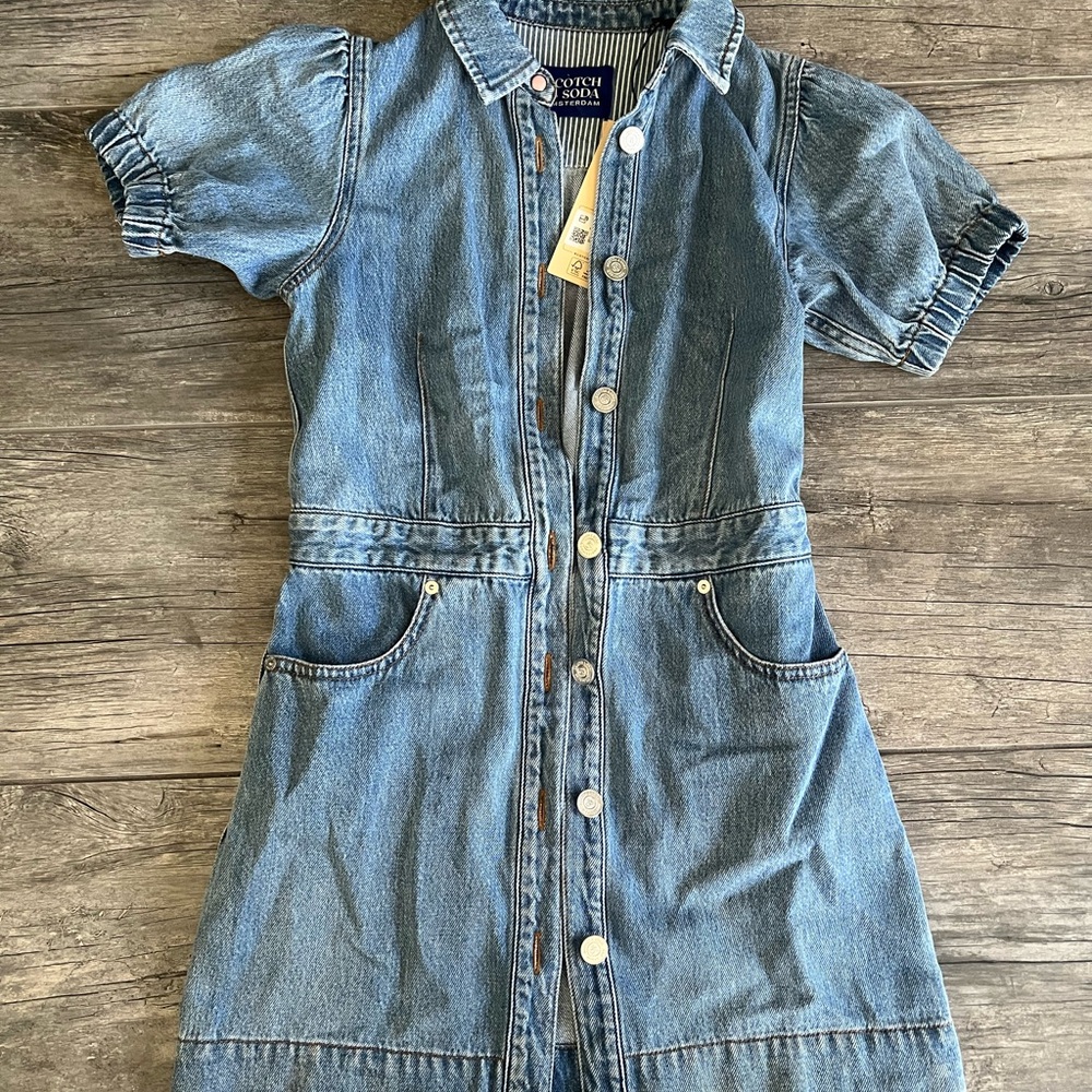 Scotch & Soda Blue Denim Midi Dress size 10 kids